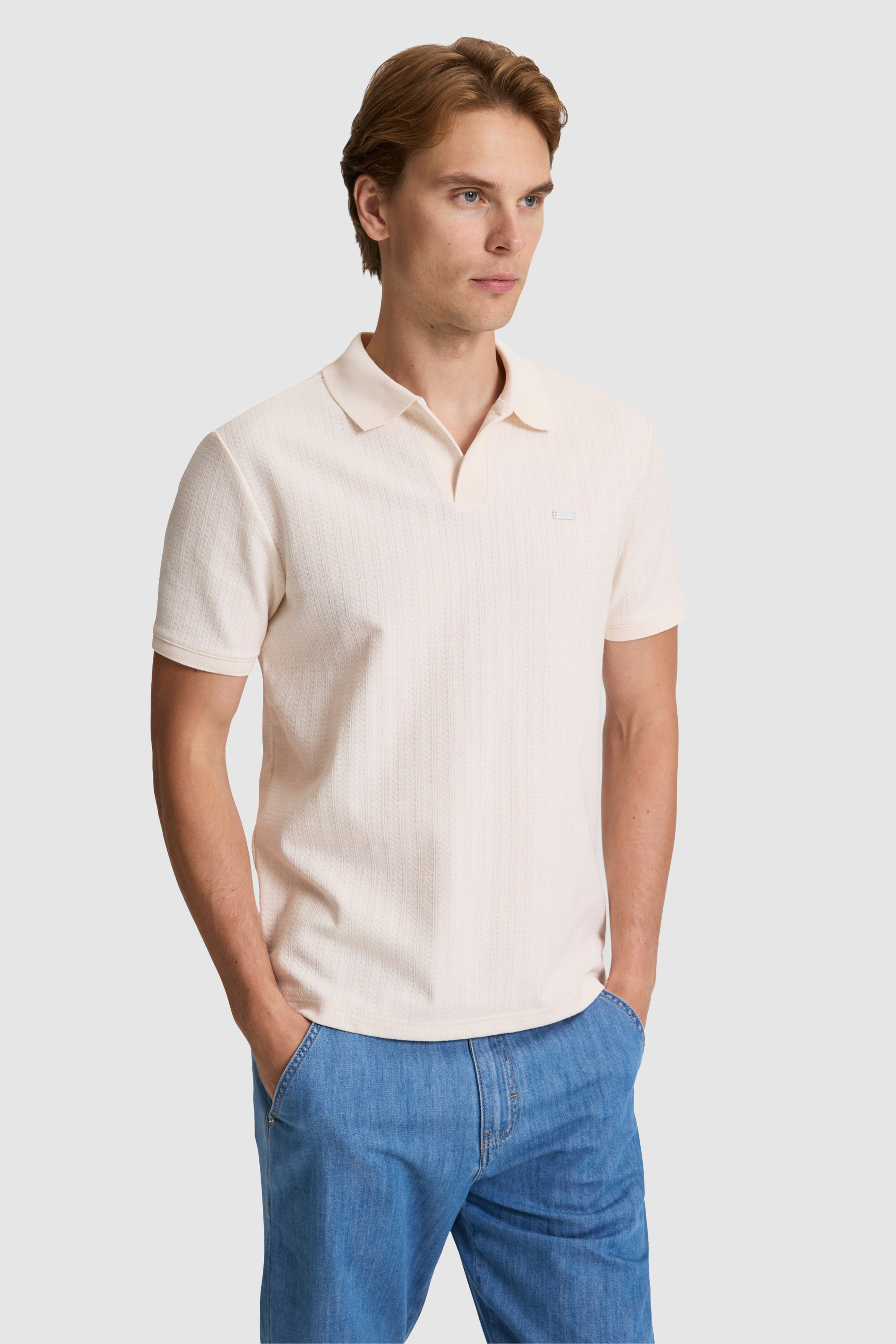 Erkek Krem Regular Fit Polo Yaka Tişört - Image 1