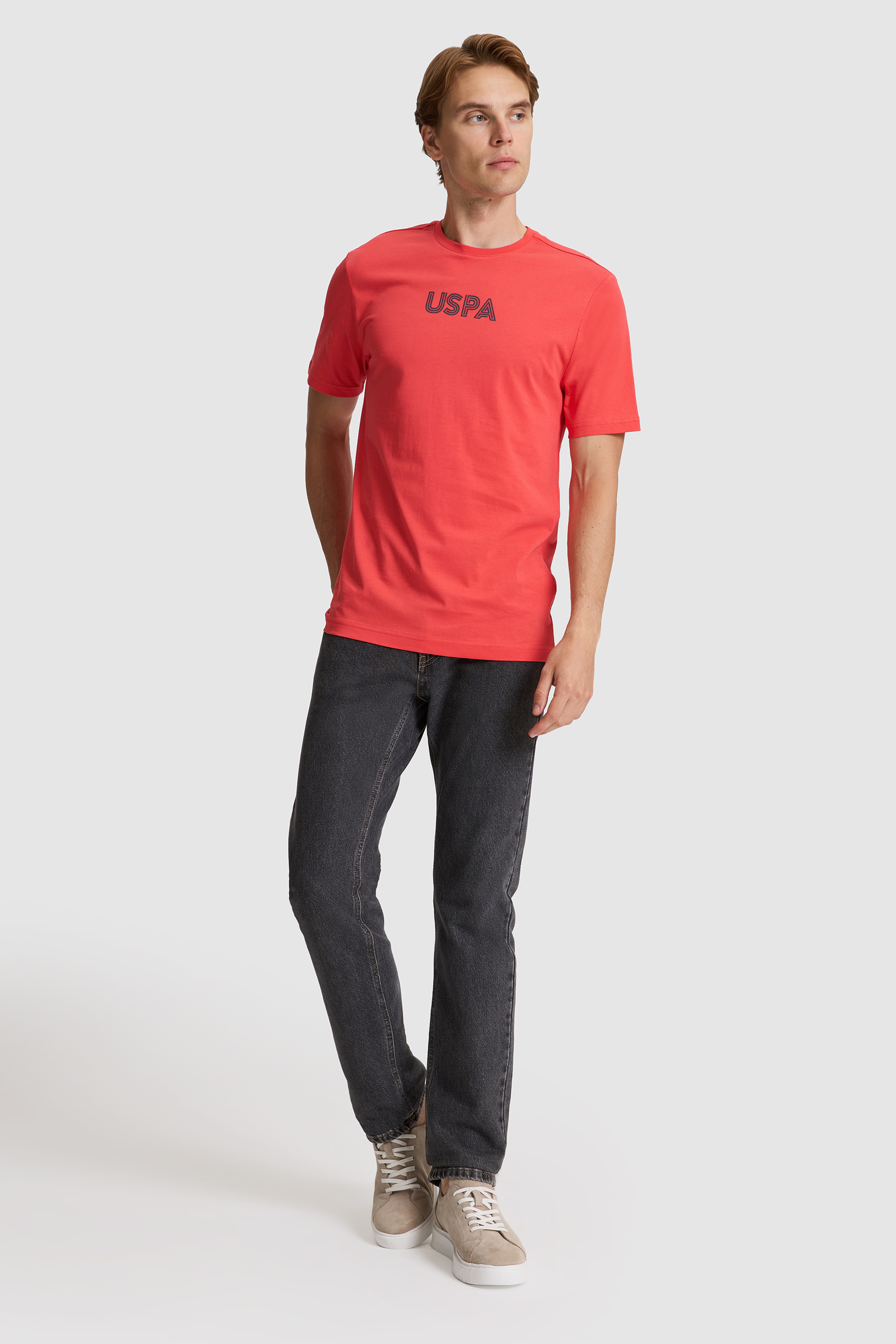 Erkek Kırmızı Regular Fit Bisiklet Yaka Basic Tişört - Image 4