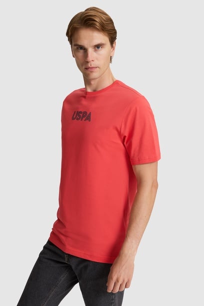 Erkek Kırmızı Regular Fit Bisiklet Yaka Basic Tişört
