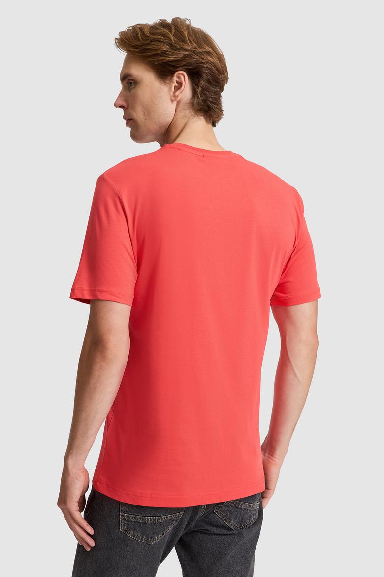 Erkek Kırmızı Regular Fit Bisiklet Yaka Basic Tişört - 50325245211
