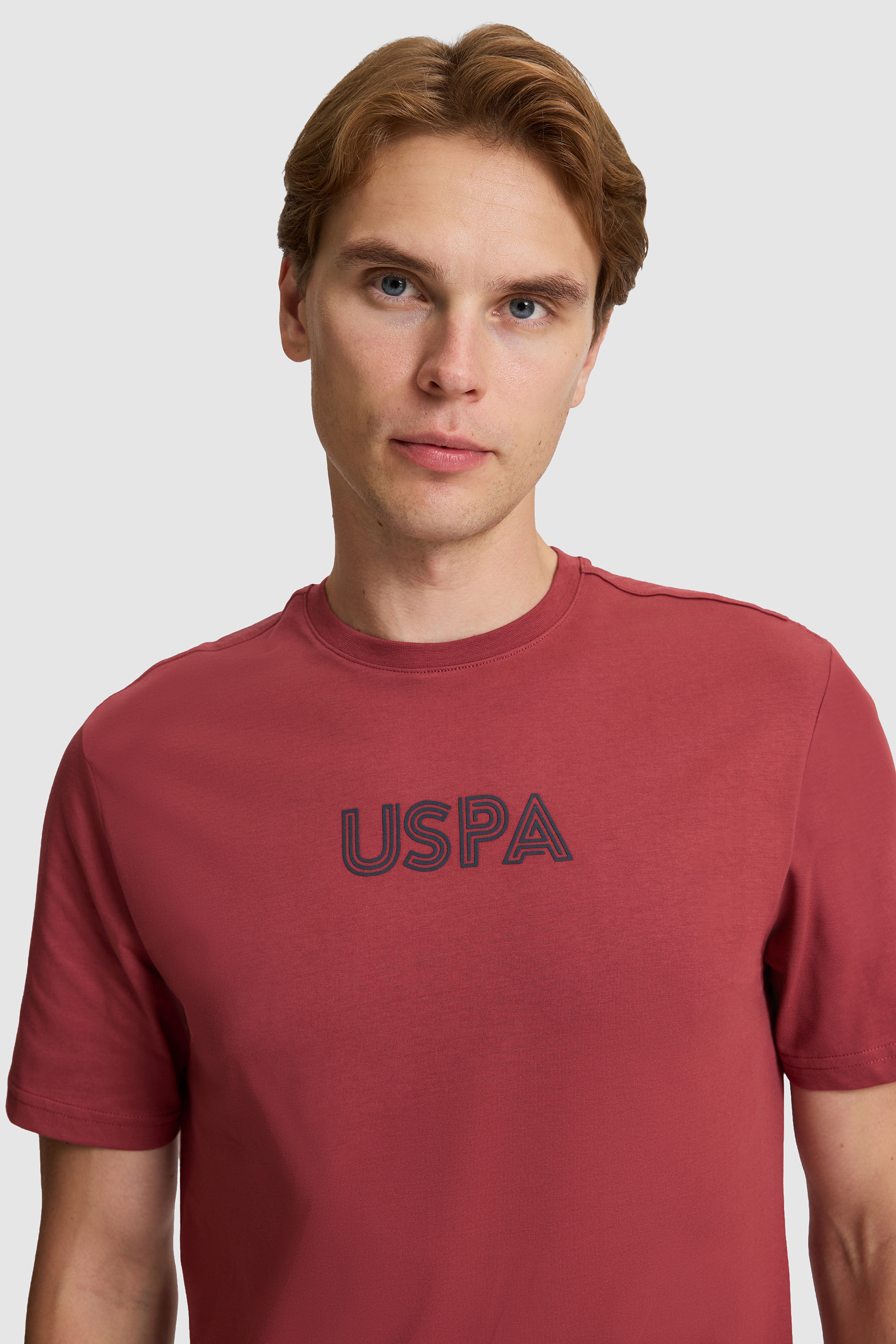 Erkek Vişne Regular Fit Bisiklet Yaka Basic Tişört - Image 2