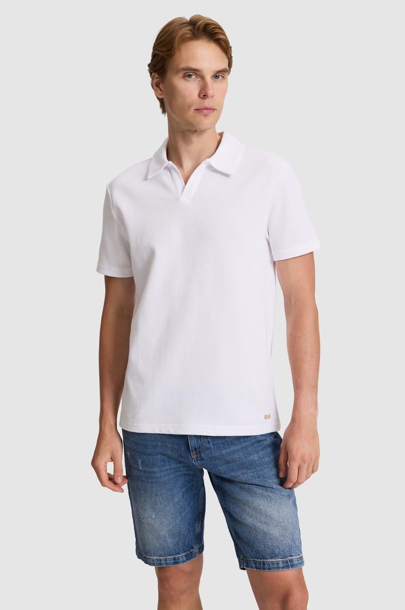 Erkek Beyaz Regular Fit Polo Yaka Tişört