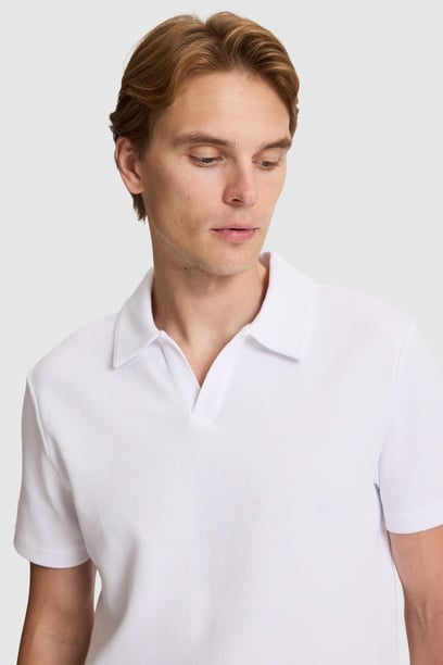 Erkek Beyaz Regular Fit Polo Yaka Tişört