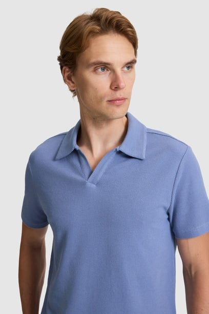 Erkek İndigo Regular Fit Polo Yaka Tişört