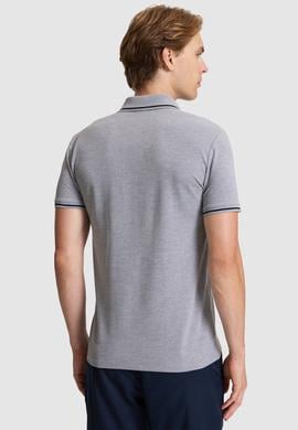 Erkek Gri Melanj Slim Fit Polo Yaka Basic Tişört - 50326975135