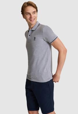 Erkek Gri Melanj Slim Fit Polo Yaka Basic Tişört - 50326975135