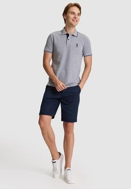 Erkek Gri Melanj Slim Fit Polo Yaka Basic Tişört - 50326975135
