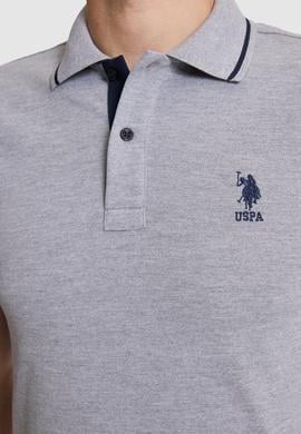 Erkek Gri Melanj Slim Fit Polo Yaka Basic Tişört - 50326975135