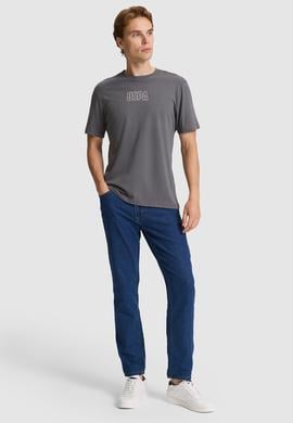Erkek Antrasit Regular Fit Bisiklet Yaka Tişört - 50327159001