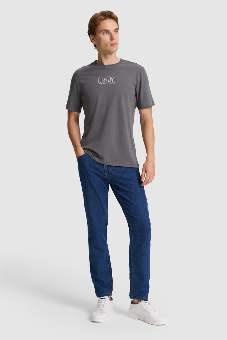 Erkek Antrasit Regular Fit Bisiklet Yaka Tişört - 50327159001