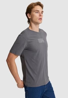 Erkek Antrasit Regular Fit Bisiklet Yaka Tişört - 50327159001
