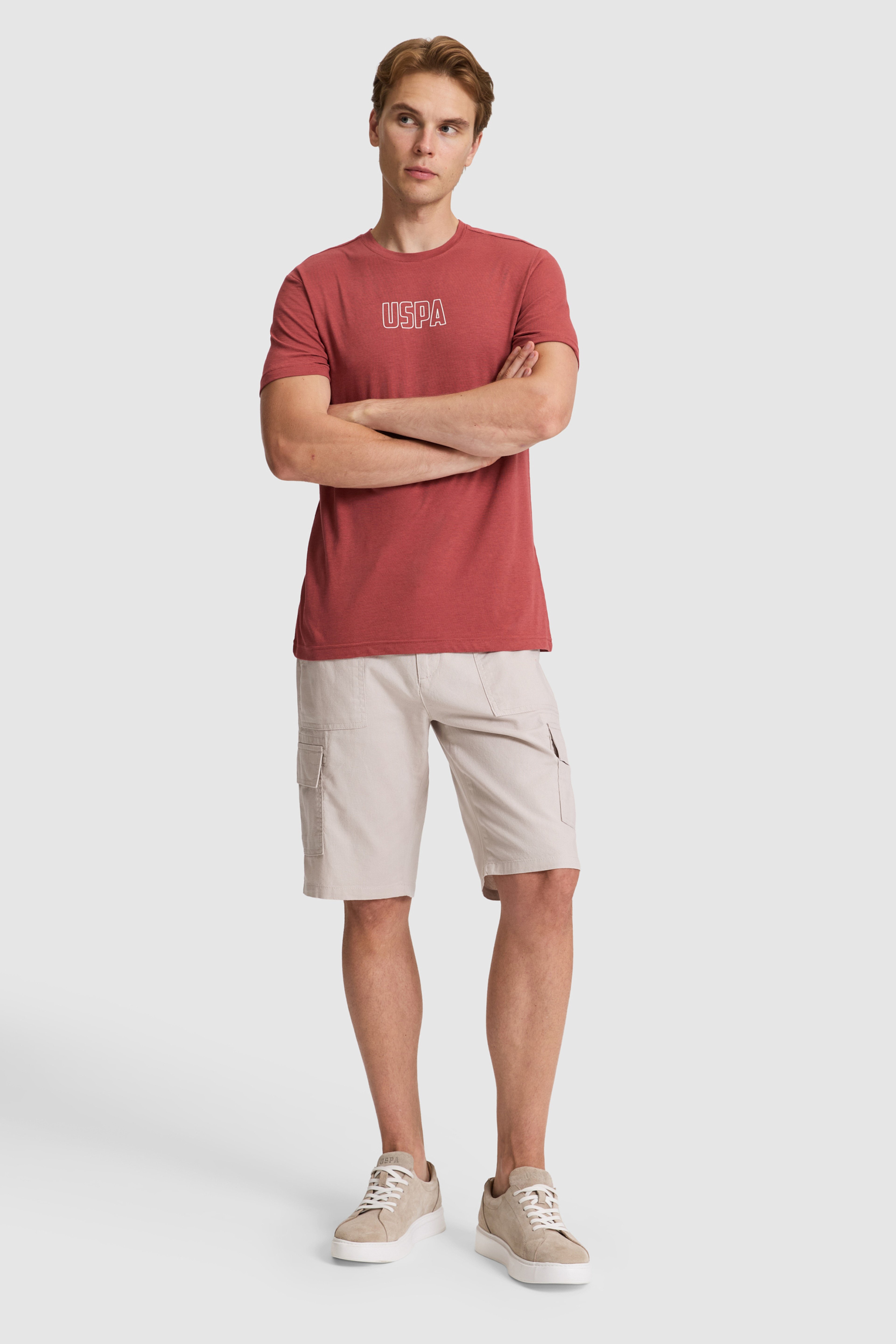 Erkek Vişne Regular Fit Bisiklet Yaka Tişört