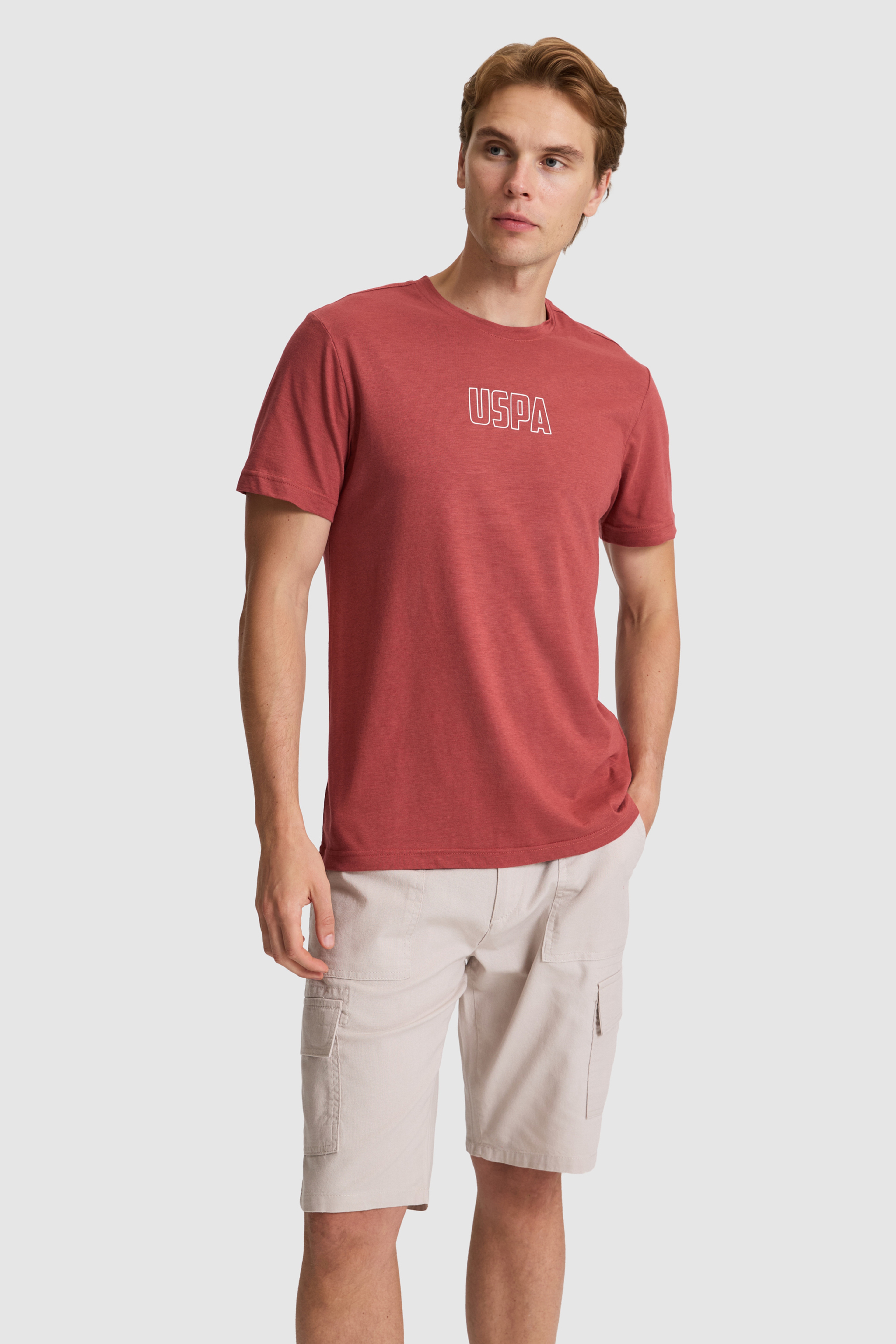 Erkek Vişne Regular Fit Bisiklet Yaka Tişört - Image 3