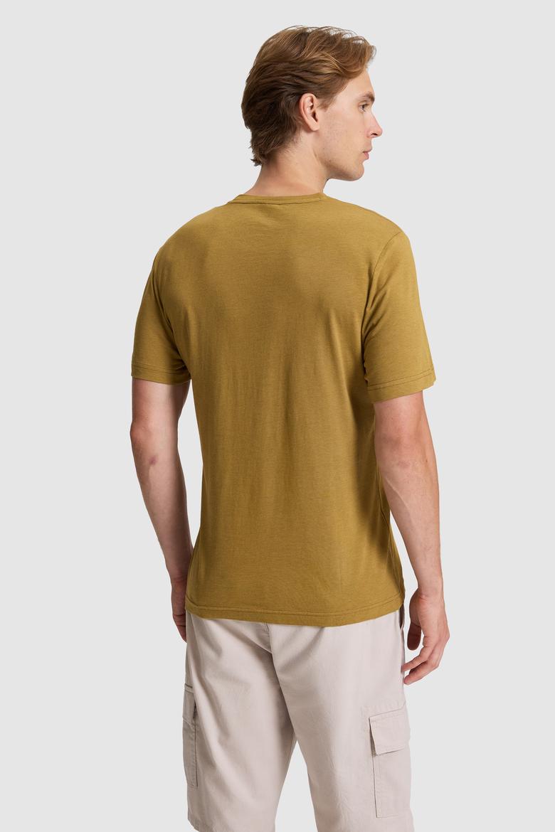 Erkek Yeşil Regular Fit Bisiklet Yaka Tişört - 50327159045