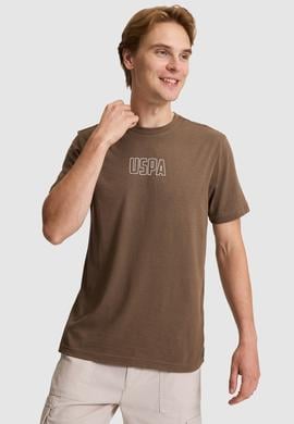 Erkek Kahverengi Regular Fit Bisiklet Yaka Tişört - 50327159012