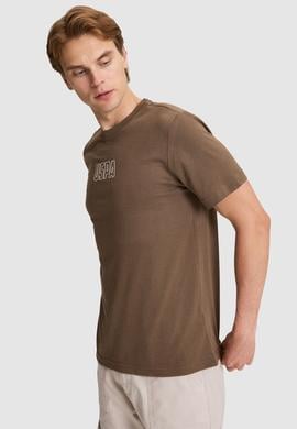 Erkek Kahverengi Regular Fit Bisiklet Yaka Tişört - 50327159012