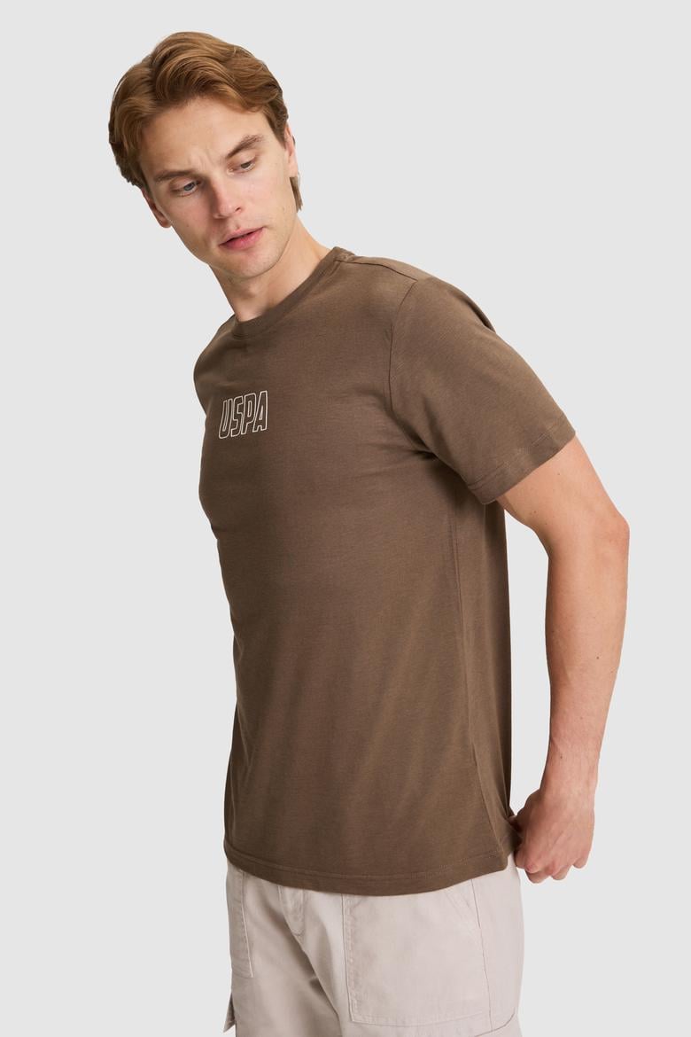 Erkek Kahverengi Regular Fit Bisiklet Yaka Tişört - 50327159012