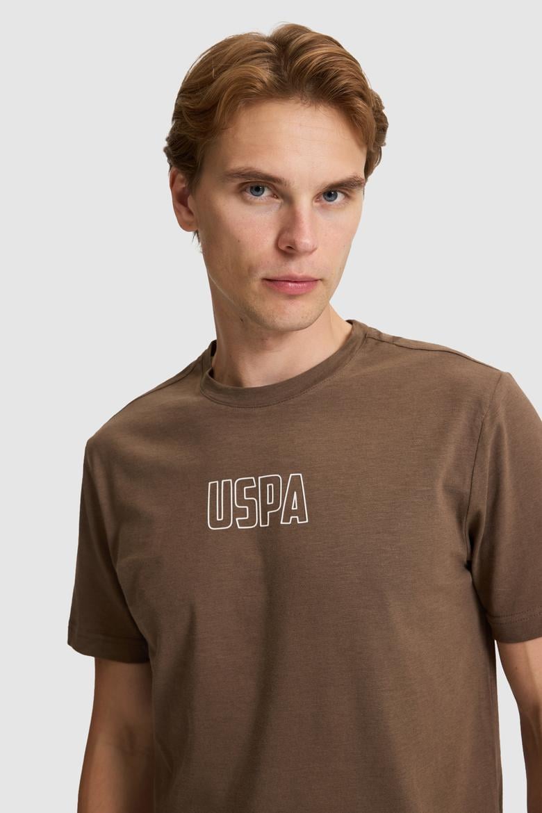 Erkek Kahverengi Regular Fit Bisiklet Yaka Tişört - 50327159012