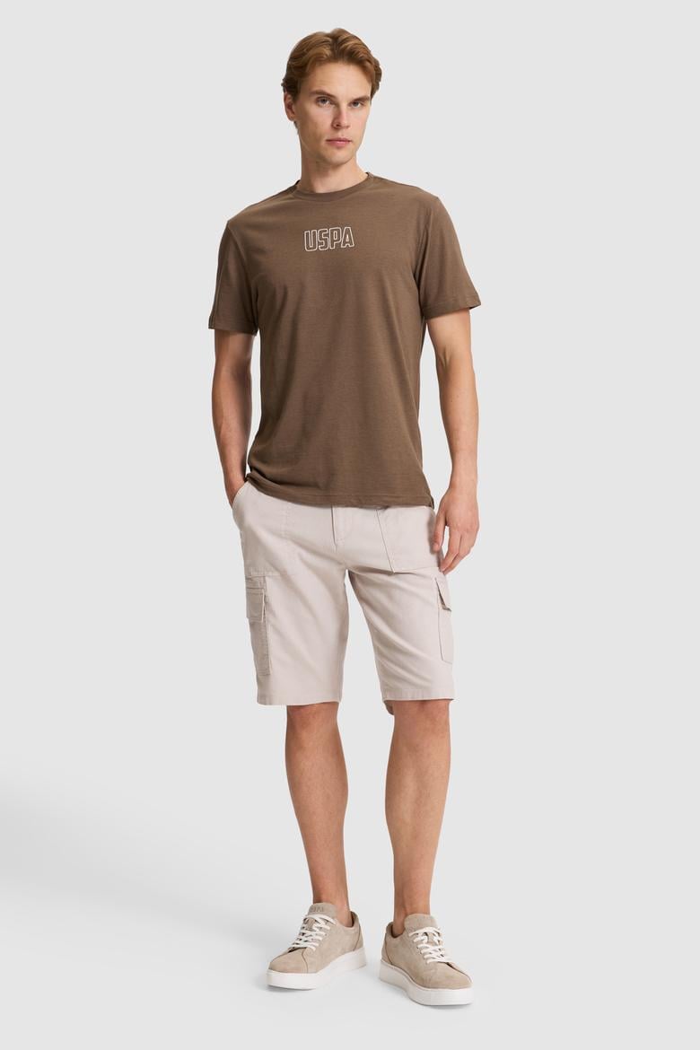 Erkek Kahverengi Regular Fit Bisiklet Yaka Tişört - 50327159012