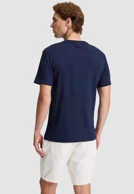 Erkek Lacivert Regular Fit Bisiklet Yaka Tişört - 50327159023