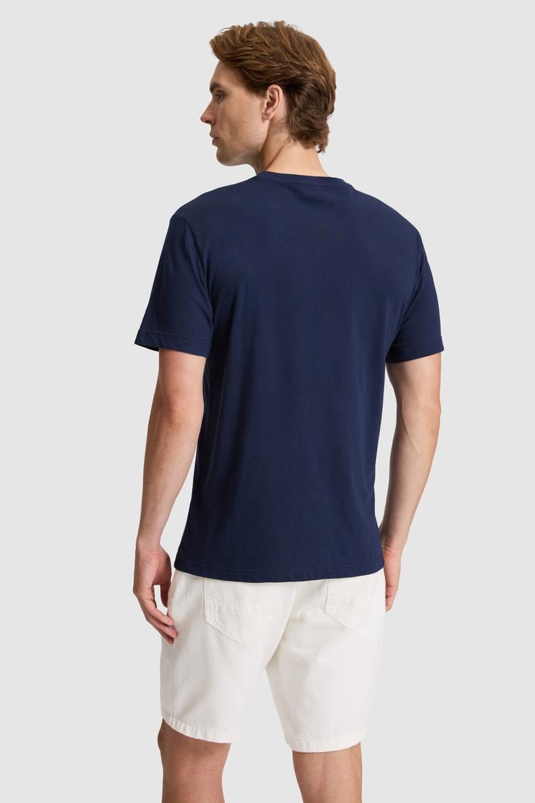 Erkek Lacivert Regular Fit Bisiklet Yaka Tişört - 50327159023