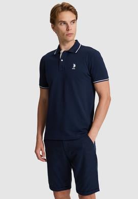 Erkek Lacivert Slim Fit Polo Yaka Basic Tişört - 50326975056