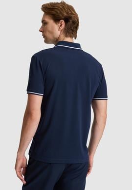 Erkek Lacivert Slim Fit Polo Yaka Basic Tişört - 50326975056