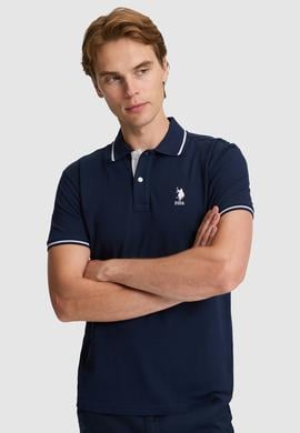 Erkek Lacivert Slim Fit Polo Yaka Basic Tişört - 50326975056