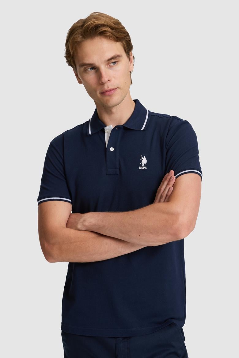 Erkek Lacivert Slim Fit Polo Yaka Basic Tişört - 50326975056
