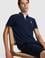 Erkek Lacivert Slim Fit Polo Yaka Basic Tişört