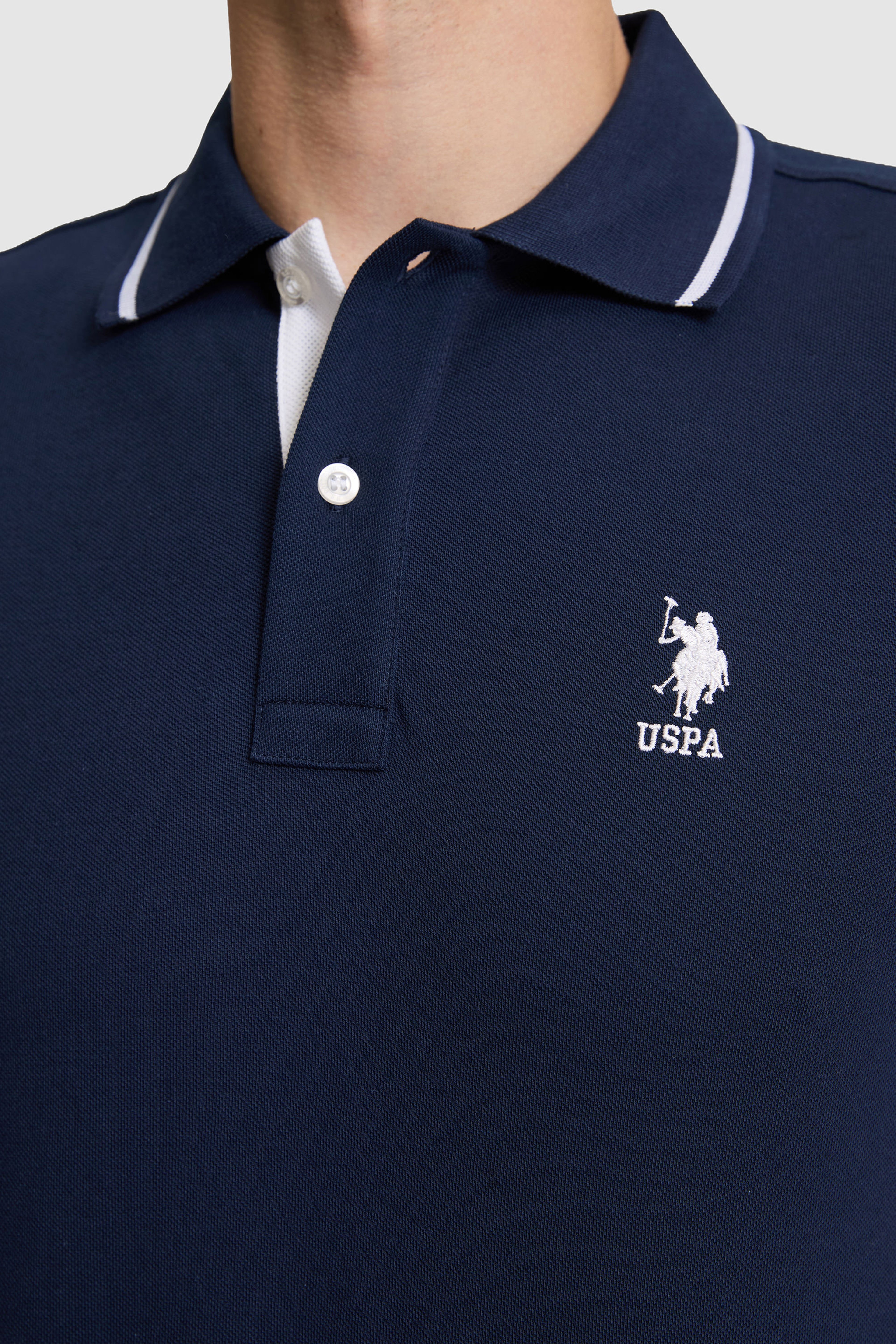 Erkek Lacivert Slim Fit Polo Yaka Basic Tişört