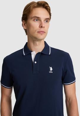 Erkek Lacivert Slim Fit Polo Yaka Basic Tişört - 50326975056
