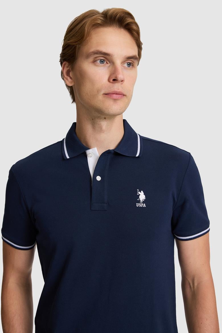 Erkek Lacivert Slim Fit Polo Yaka Basic Tişört - 50326975056