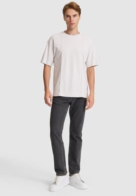 Erkek Açık Gri Comfort Fit Bisiklet Yaka Tişört - 50326947001