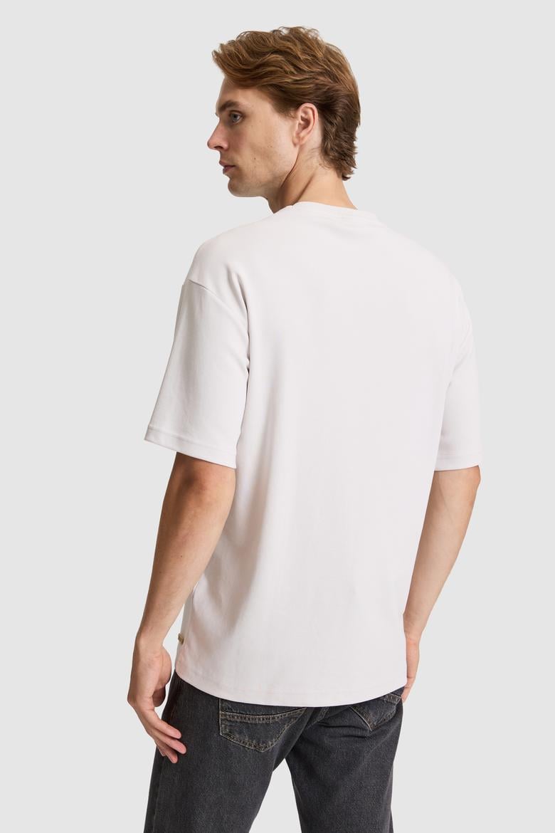 Erkek Açık Gri Comfort Fit Bisiklet Yaka Tişört - 50326947001
