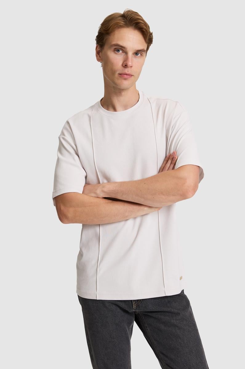 Erkek Açık Gri Comfort Fit Bisiklet Yaka Tişört