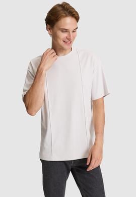 Erkek Açık Gri Comfort Fit Bisiklet Yaka Tişört - 50326947001