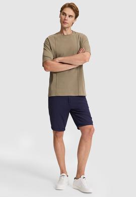 Erkek Haki Comfort Fit Bisiklet Yaka Tişört - 50326947020