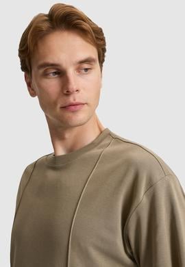 Erkek Haki Comfort Fit Bisiklet Yaka Tişört - 50326947020