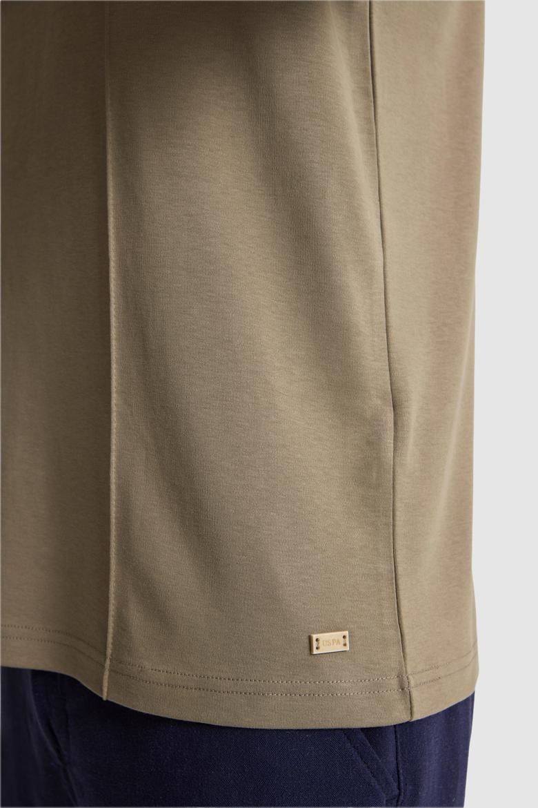 Erkek Haki Comfort Fit Bisiklet Yaka Tişört - 50326947020