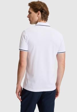 Erkek Beyaz Slim Fit Polo Yaka Basic Tişört - 50326975026
