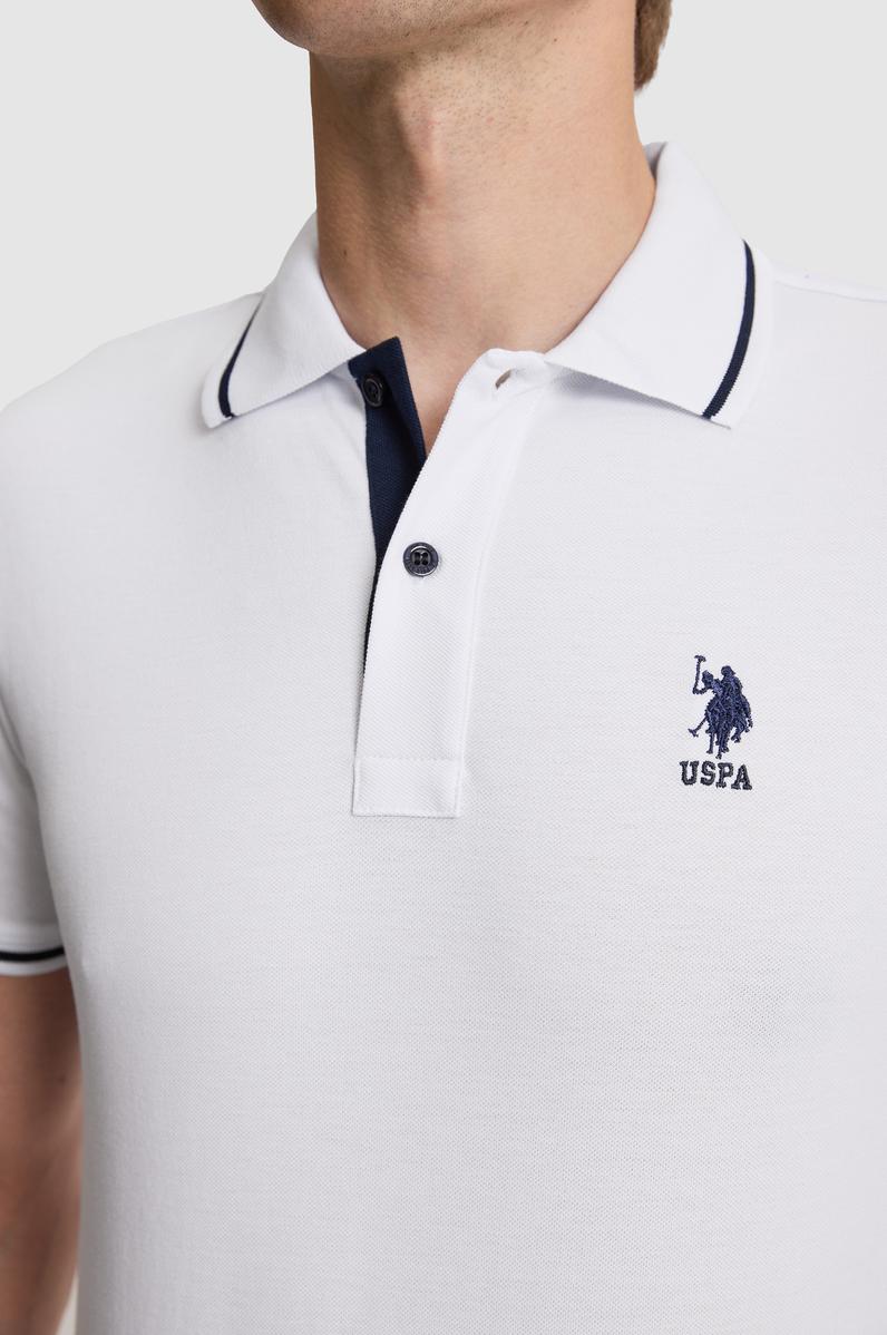 Erkek Beyaz Slim Fit Polo Yaka Basic Tişört
