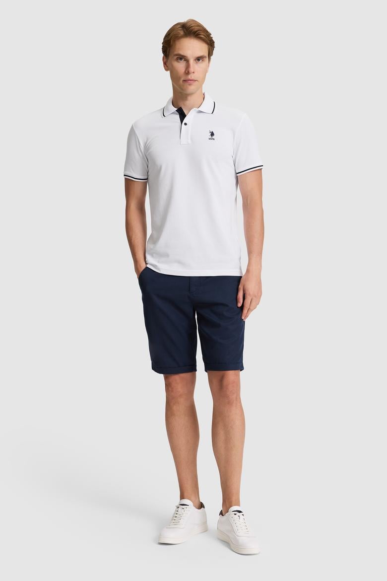 Erkek Beyaz Slim Fit Polo Yaka Basic Tişört - 50326975026