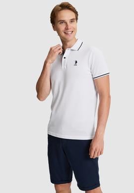 Erkek Beyaz Slim Fit Polo Yaka Basic Tişört - 50326975026