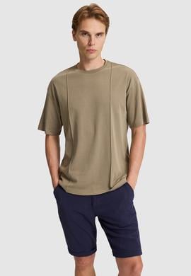 Erkek Haki Comfort Fit Bisiklet Yaka Tişört - 50326947020