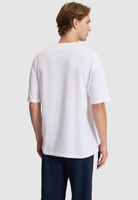 Erkek Beyaz Comfort Fit Bisiklet Yaka Tişört - 50326949001