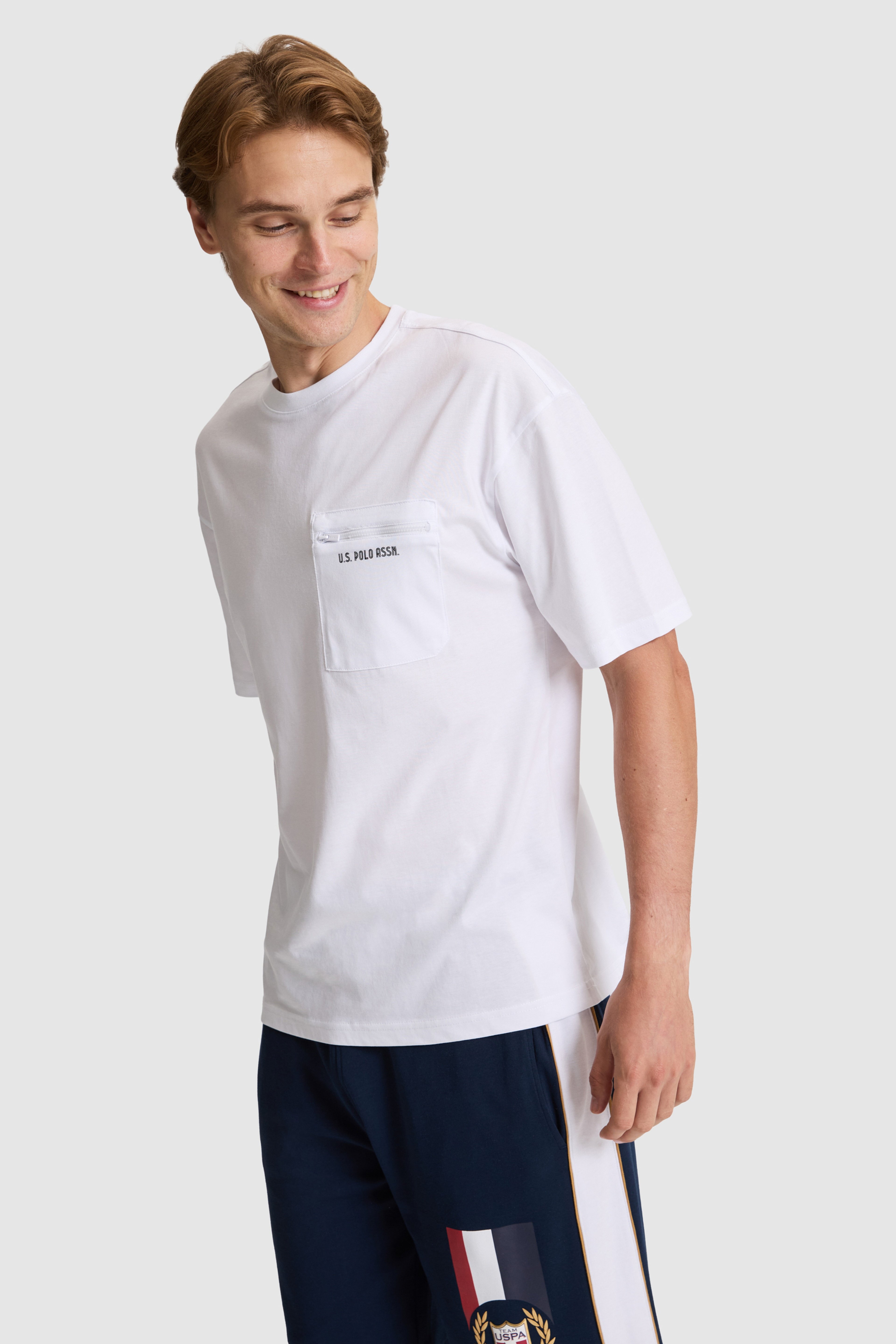 Erkek Beyaz Comfort Fit Bisiklet Yaka Tişört - Image 3
