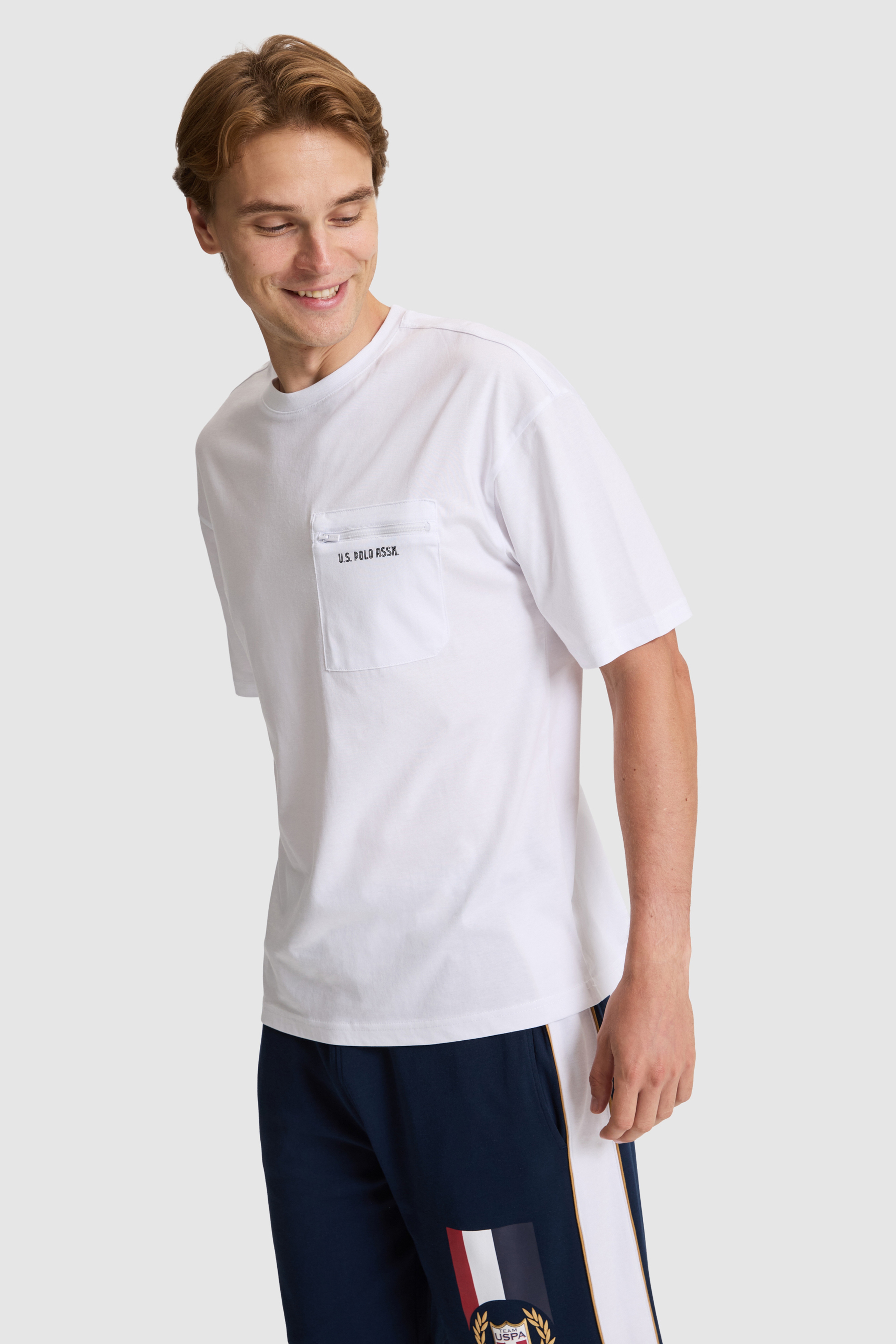 Erkek Beyaz Comfort Fit Bisiklet Yaka Tişört