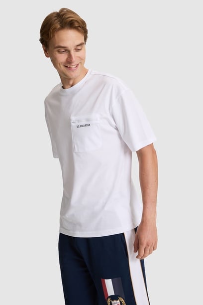 Erkek Beyaz Comfort Fit Bisiklet Yaka Tişört
