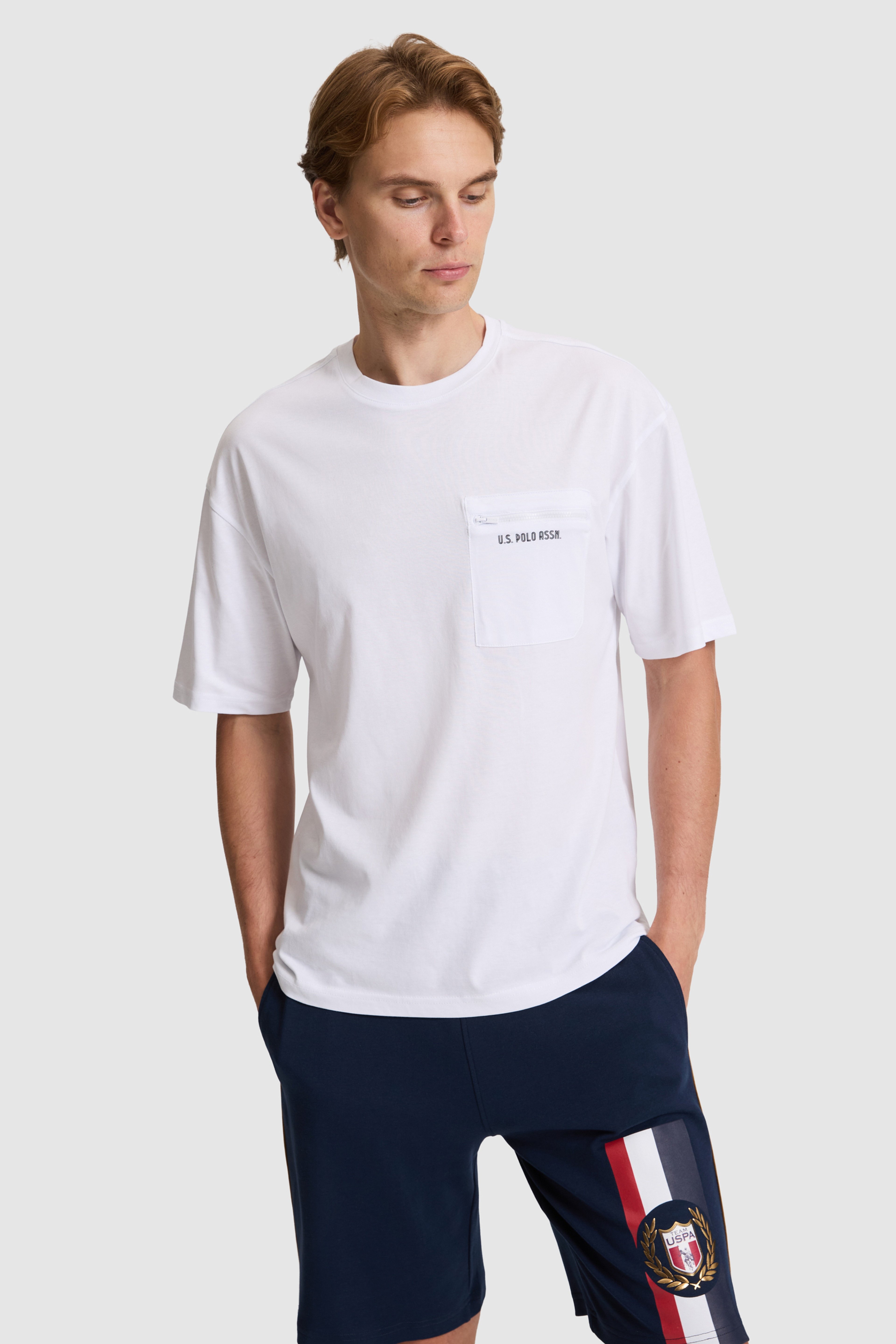 Erkek Beyaz Comfort Fit Bisiklet Yaka Tişört - Image 1